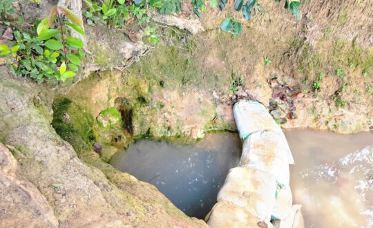 An open water source in the Democratic Republic of Congo, of the kind Hope G.C.L.M. replaces with a safe well